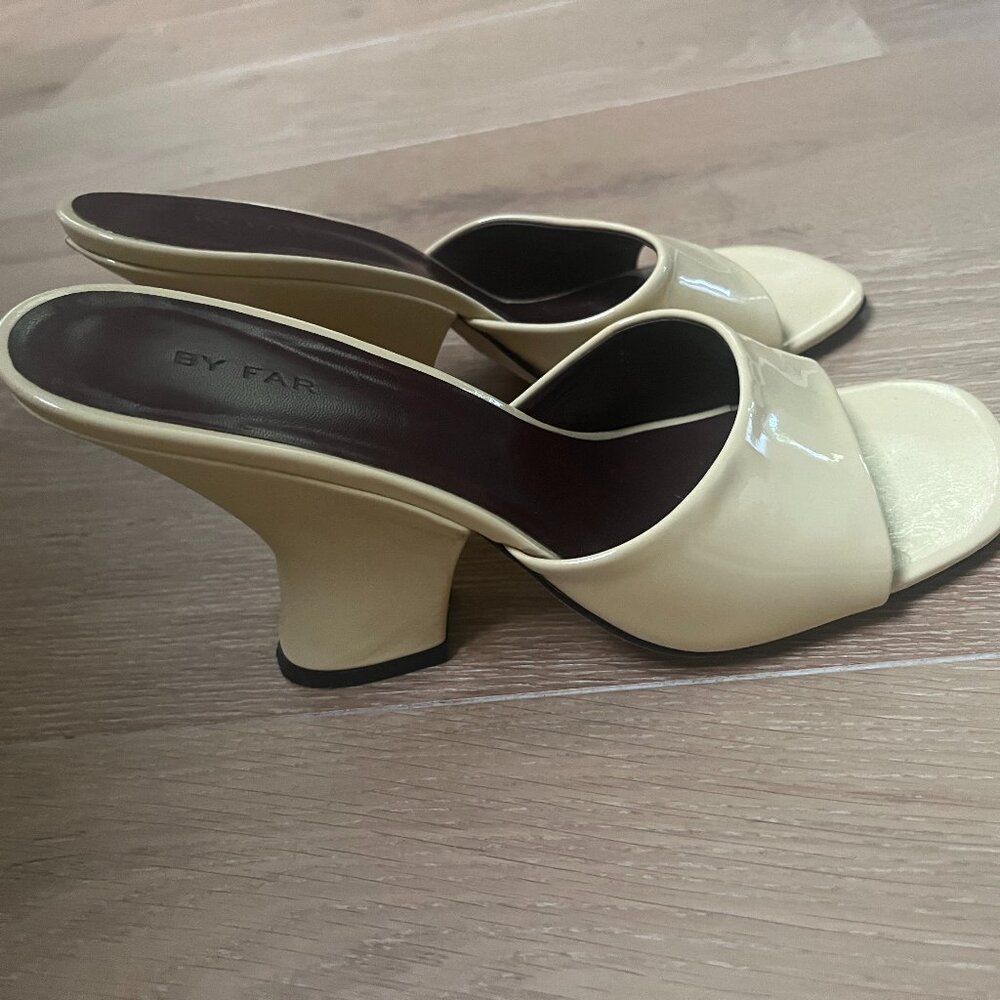 By Far Tais Parchment Patent Leather Heels